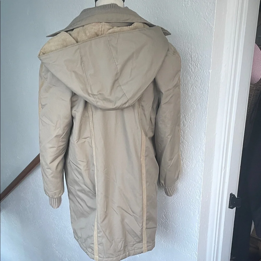 Saril Ltd Vintage Womens Corduroy‎ Trimmed Hooded Parka Jacket in Tan Size 8